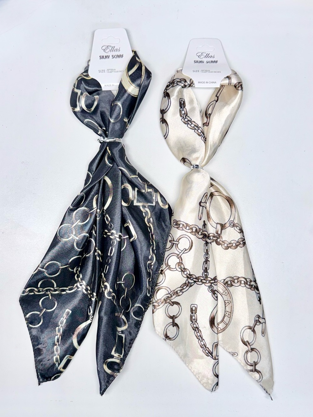 Ella Scarf - Chain Print Neck Scarf -Set of 2